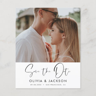 Budget Hand Lettered White Save the Date Photo Flyer