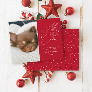 Budget Handwritten All Is Calm Pet Photo Christmas