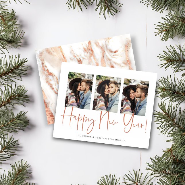 Budget Handwritten New Year Rose Gold Marble (Budget Handwritten New Year Rose Gold Marble Card)