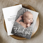 Budget Handwritten Photo Baby Thank You Card<br><div class="desc">This photo baby thank you note features modern calligraphy thank you in white with large customer photo. The interior includes a generic thank you message that you can personalise for each guest or remove it altogether if you prefer to hand right your thank you. Click edit to customise.</div>