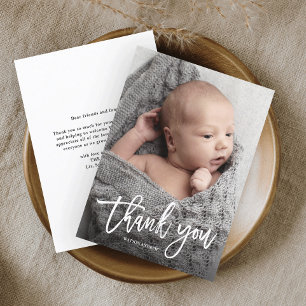 Budget Handwritten Photo Baby Thank You Card