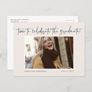 Budget Handwritten Script Photo 2022 Graduation Postcard