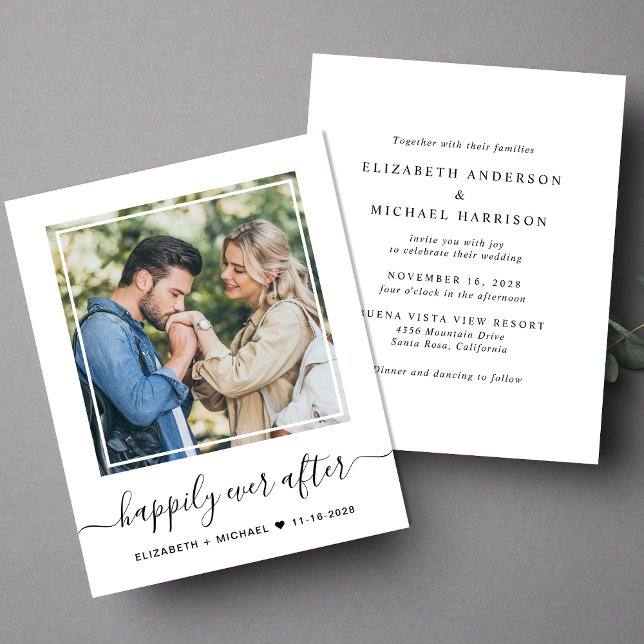Budget Happily Ever After Photo Wedding Invitation (Our user-friendly template allows you to easily upload your photo and create your perfect invitation)