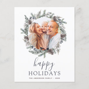 Budget Happy Holidays Christmas Dusty Blue Photo Flyer