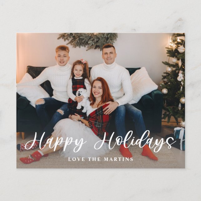 Budget Happy Holidays Fun Script Photo - White BK Flyer (Front)