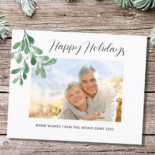 Budget Happy Holidays Mistletoe Photo Holiday Card