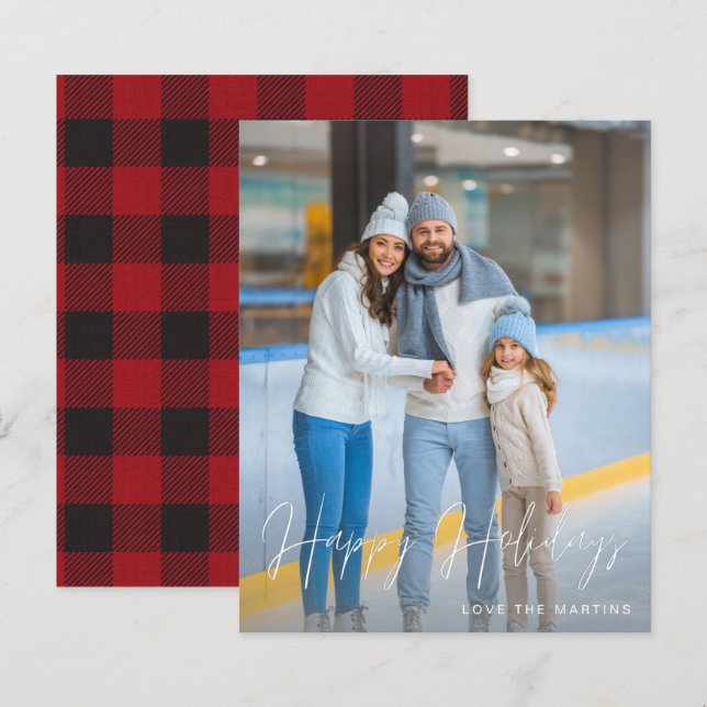 Budget Happy Holidays Modern Script Photo 2 Verti (Front/Back)