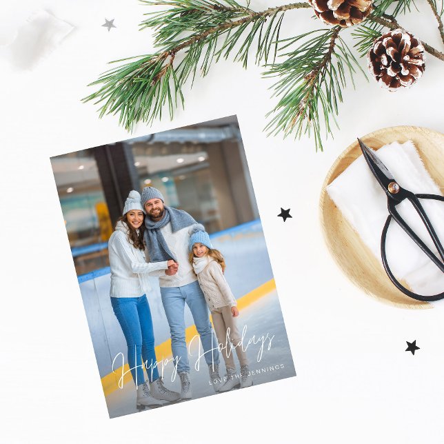 Budget Happy Holidays Modern Script Photo 2 Verti Flyer (Creator Uploaded)