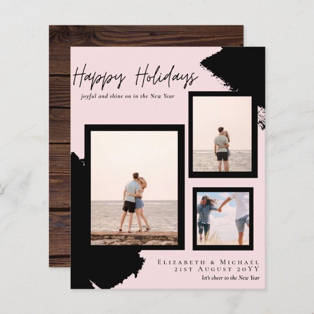 Budget Happy Holidays Photo Cards Abstract Modern (Front/Back)
