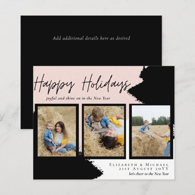 Budget Happy Holidays Photo Cards Abstract Modern (Front/Back)