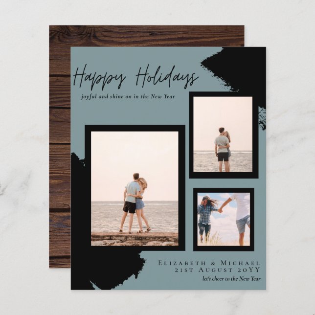 Budget Happy Holidays Photo Cards Abstract Modern (Front/Back)
