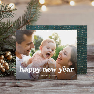 Budget Happy New Year Simple 1 Photo Card