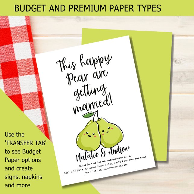 BUDGET HAPPY PEAR Funny Cute Summer Bridal Shower  (Creator Uploaded)
