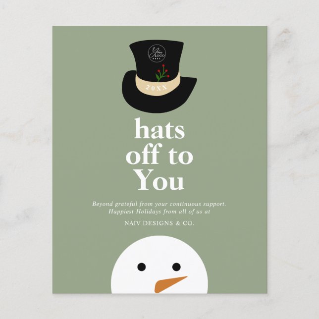 BUDGET Hats Off To You Snowman Green Company Logo (Front)
