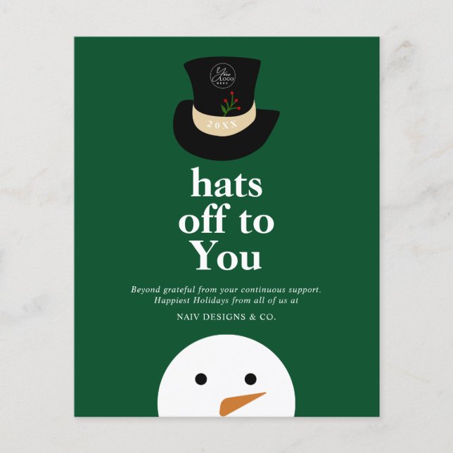 BUDGET Hats Off To You Snowman Green Company Logo (Front)