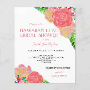 Budget Hawaiian Luau Tropical Bridal Shower Flyer