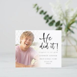 Budget He Did It Photo Graduation Announcement