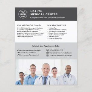 Budget Healthcare Clinic Doctor Logo QR Grey Flyer