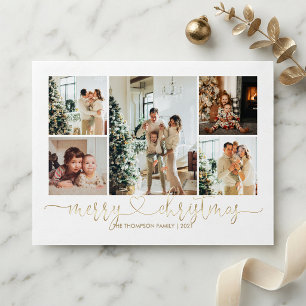 Budget Heart Script Gold Christmas 5 Photo Holiday