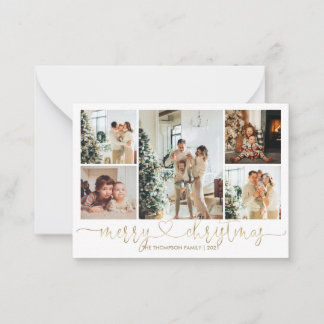 BUDGET Heart Script Gold Merry Christmas 5 Photo Card