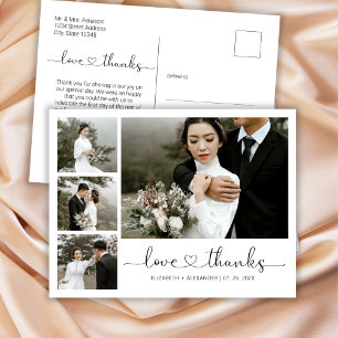 Budget Heart Script Wedding Thank You Postcard