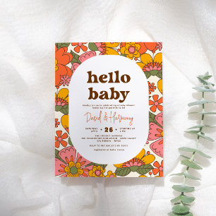 Budget Hello Baby Groovy Retro Flowers Baby Shower