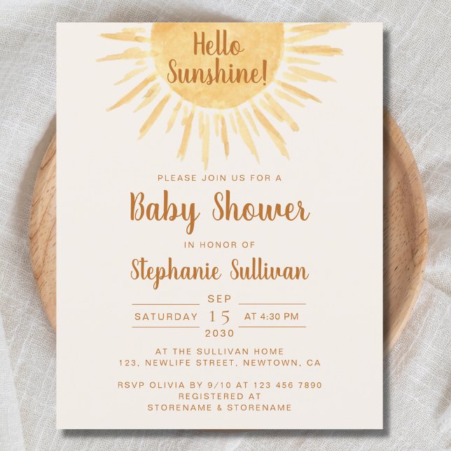 Budget Hello Sunshine Boho Baby Shower Invitation (Creator Uploaded)