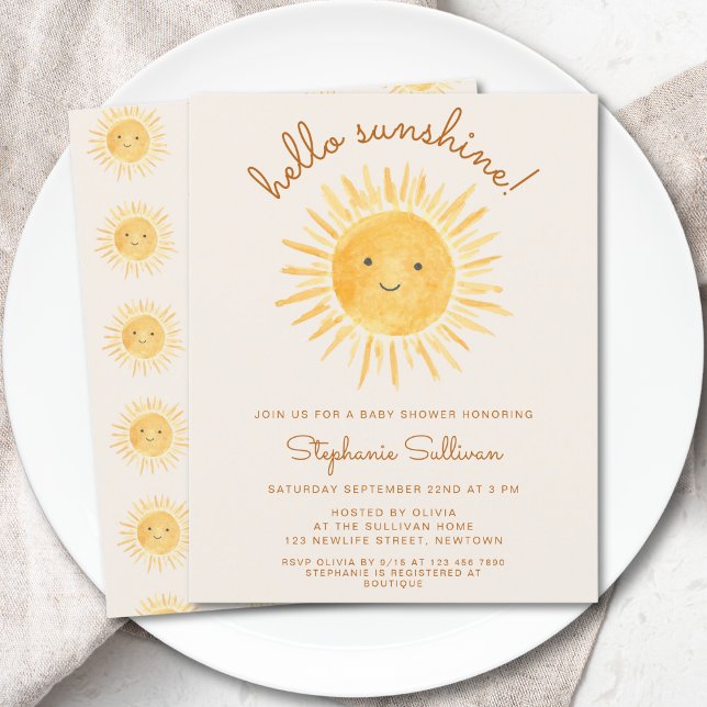 Budget Hello Sunshine Boho Baby Shower Invitation (Creator Uploaded)