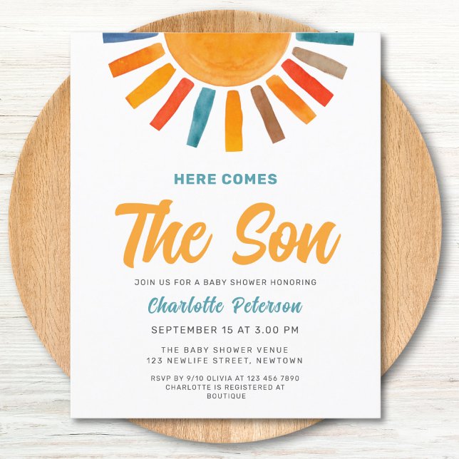 Budget Here Comes the Son Baby Shower Invitation (Creator Uploaded)