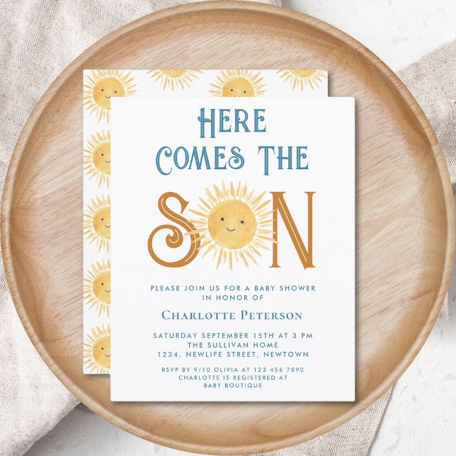 Budget Here Comes The Son Baby Shower Invitation (Creator Uploaded)