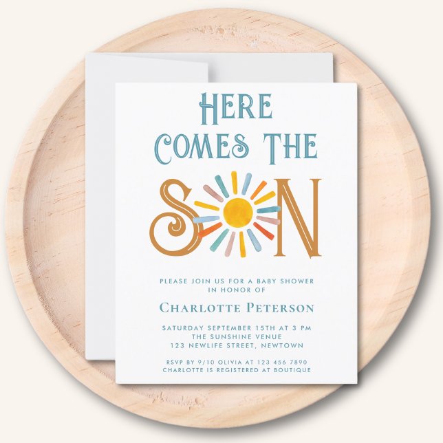 Budget Here Comes The Son Baby Shower Invitation (Creator Uploaded)