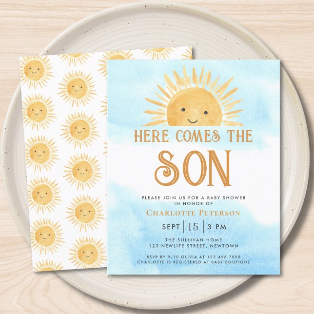 Budget Here Comes The Son Baby Shower Invitation (Creator Uploaded)