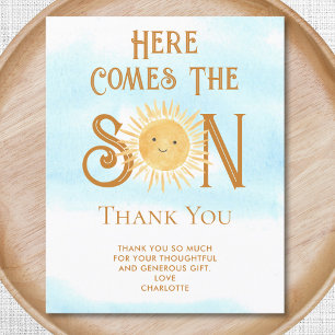 Budget Here Comes The Son Baby Shower Thank You