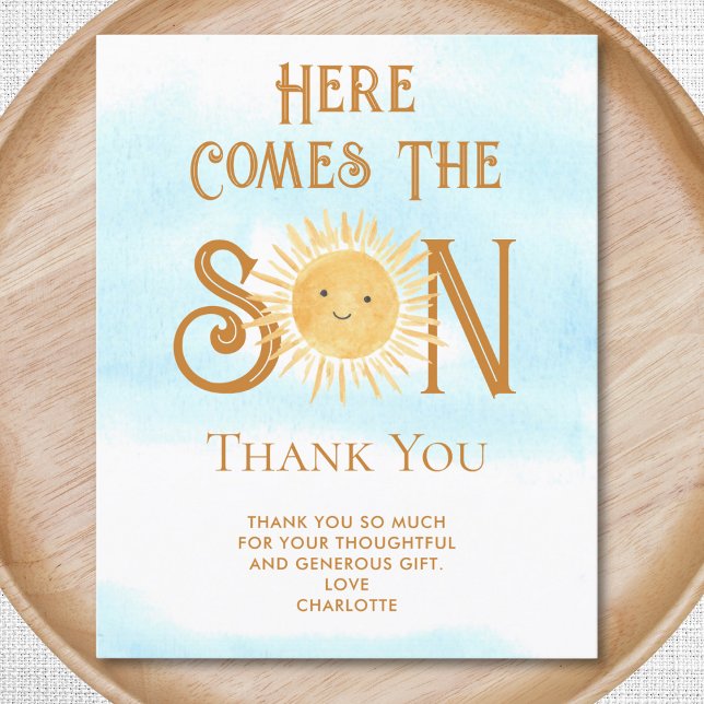 Budget Here Comes The Son Baby Shower Thank You (Creator Uploaded)