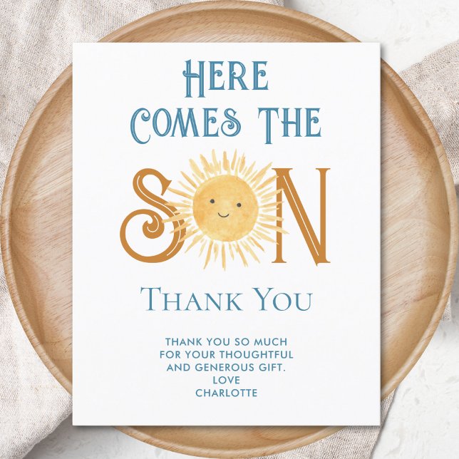 Budget Here Comes The Son Baby Shower Thank You (Creator Uploaded)