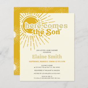 Budget Here comes the son retro boy baby shower