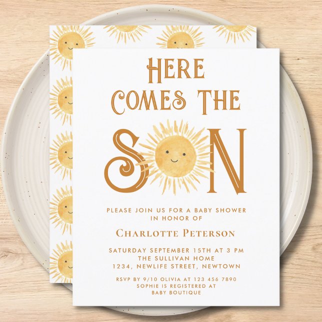 Budget Here Comes The Son Sun Baby Shower Invite (Creator Uploaded)