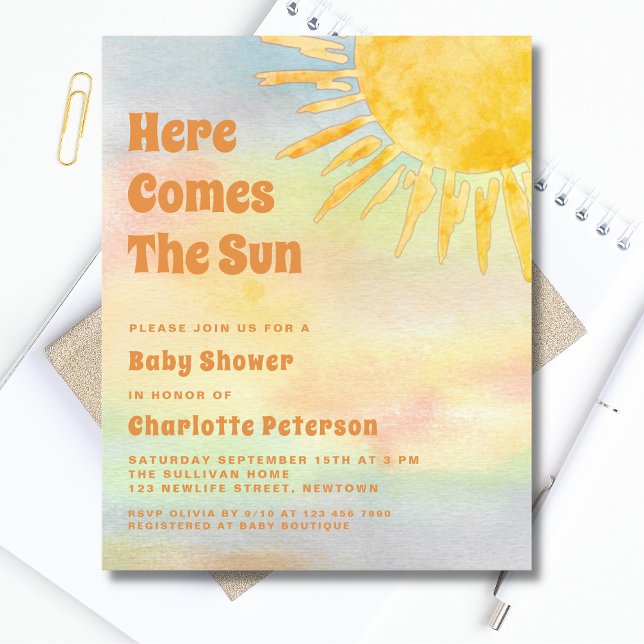 Budget Here Comes The Sun Baby Shower Invitation (Creator Uploaded)