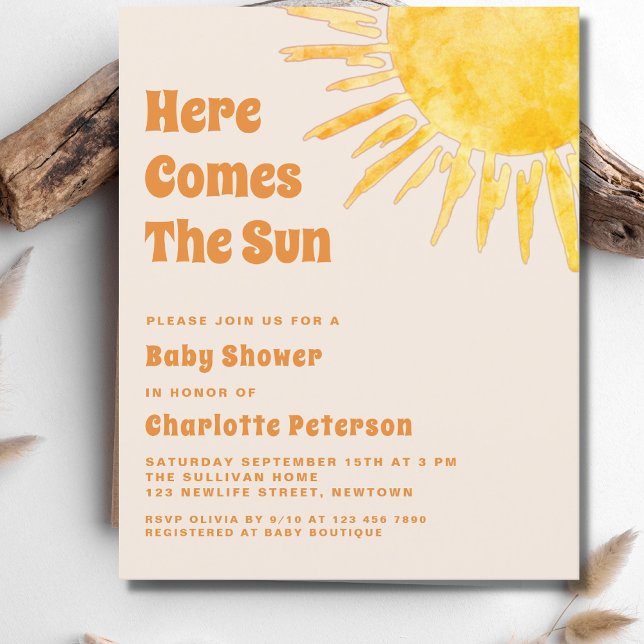 Budget Here Comes The Sun Baby Shower Invitation (Creator Uploaded)