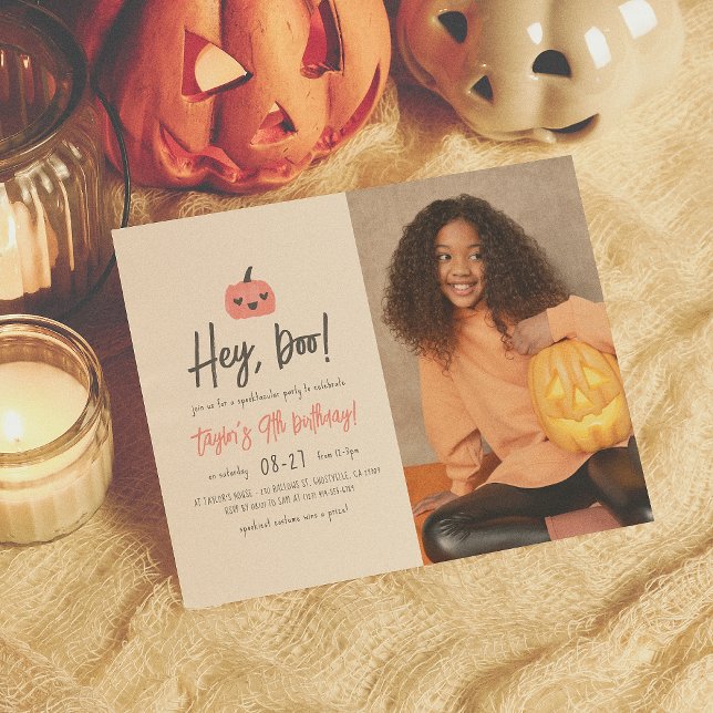 Budget Hey Boo Halloween Boho Girl Birthday Photo (Creator Uploaded)