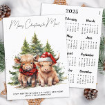 Budget Highland Cow 2025 Calendar Christmas Card<br><div class="desc">Looking for the cutest Christmas cards of the season! Our Highland Cow duo featuring two holiday calves are sure to bring a smile to your loved ones' faces. The design is adorable with the calves wearing a Santa hat and a plaid winter scarf, surrounded by trees and a cosy winter...</div>
