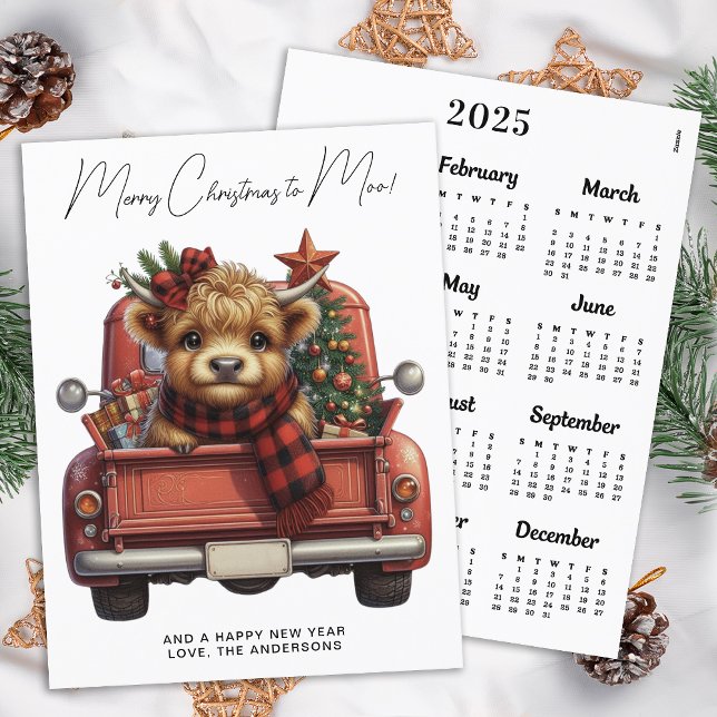 Budget Highland Cow 2025 Calendar Truck Christmas  (Creator Uploaded)