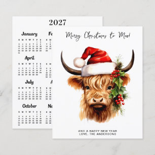 Budget Highland Cow 2027 Calendar Merry Christmas