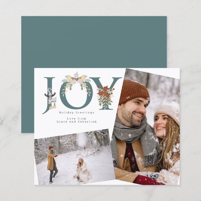 BUDGET Holiday Joy Photo Personalised Card (Front/Back)