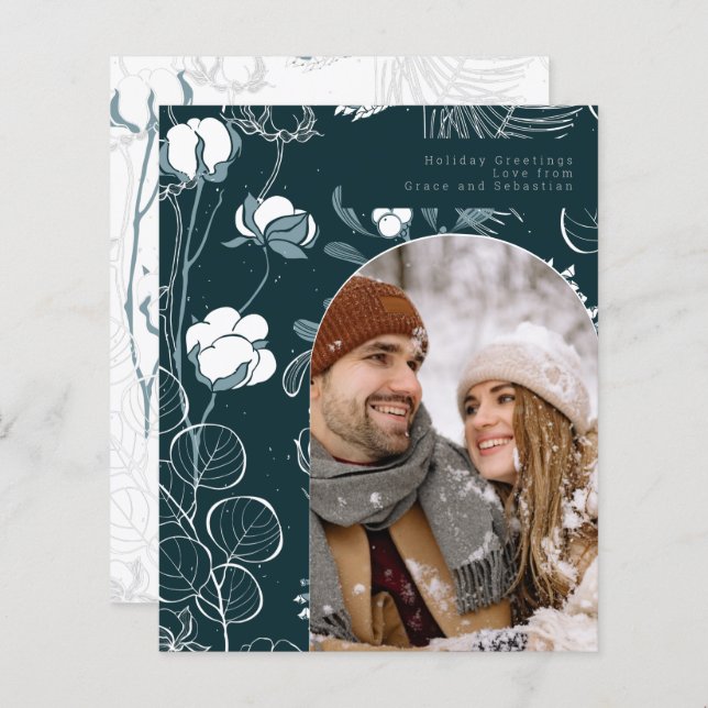 BUDGET Holiday Winter Botanical Photo Personalised (Front/Back)