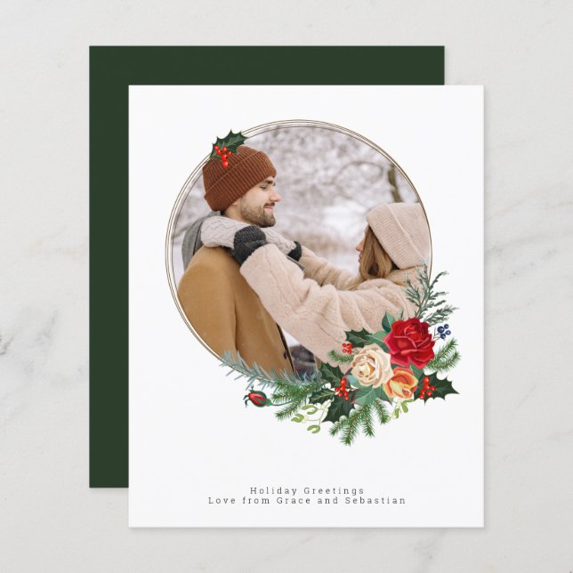 BUDGET Holiday Winter Botanical Photo Personalised (Front/Back)