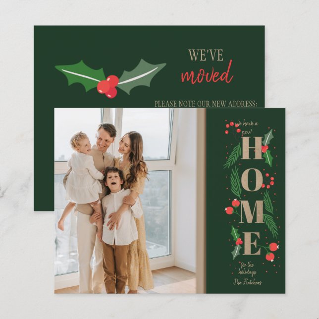 Budget Holly New Home for Holidays Photo Card (Front/Back)