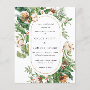Budget Holly Pine Winter Wedding Invitation