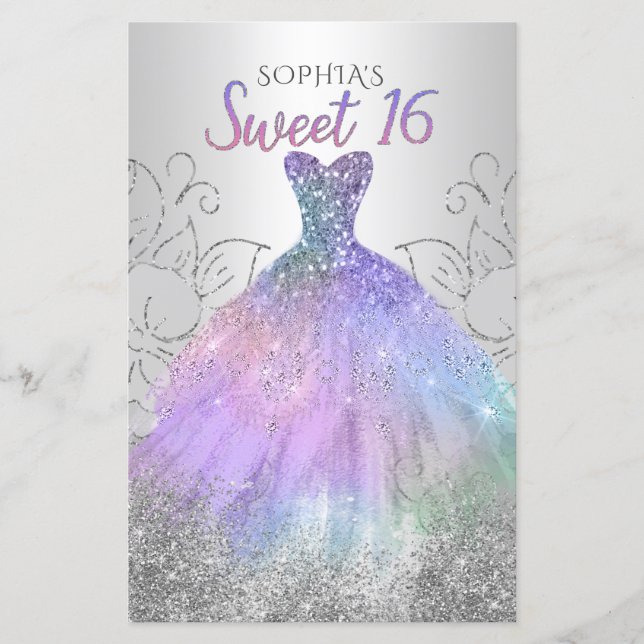 Budget Hologram Dress Sweet 16 Invitation (Front)