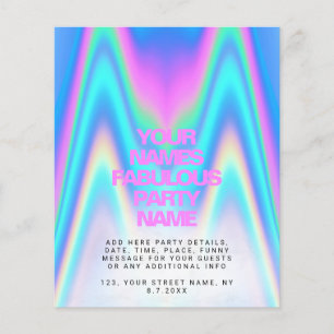 Budget Holographic Iridescent Y2K Party Invitation